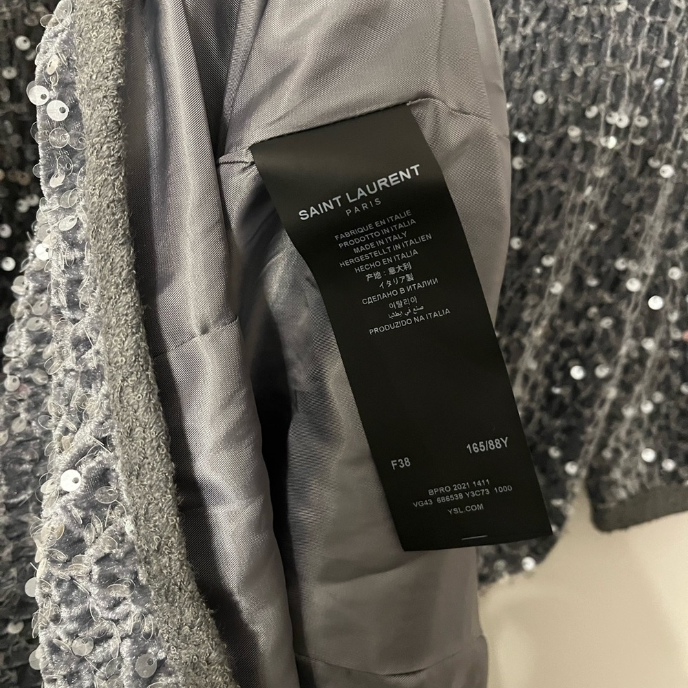 Saint Laurent 2021 Gray silver sparkly Sequin Top - Picture 5 of 6